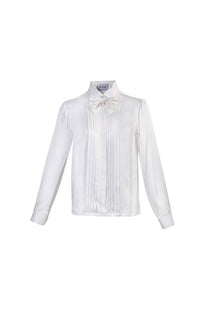 VICKTEERUT Long Sleeve Tuxedo Bib Shirt with Detachable Bow เสื้อเชิ้ต แขนยาว ปกทักซีโด ตกแต่งโบว์ถอดออกได้