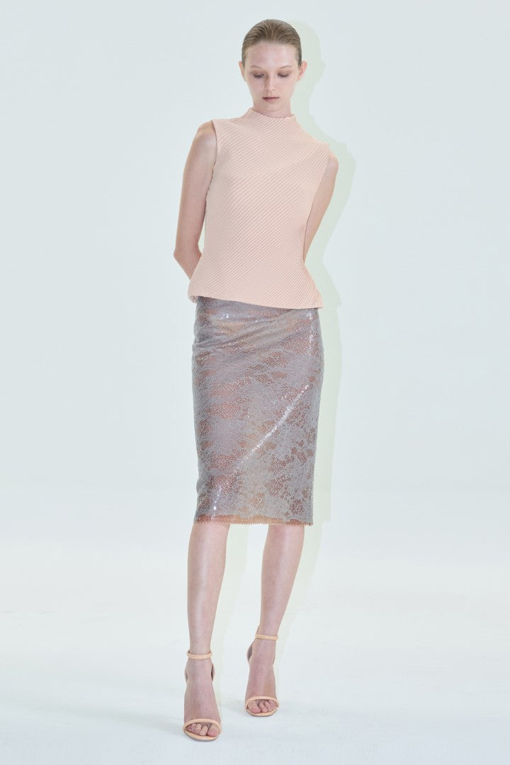 VICKTEERUT Lace and Sequin Pencil Skirt กระโปรงสอบ ผ้าลูกไม้ ตกแต่งเลื่อม