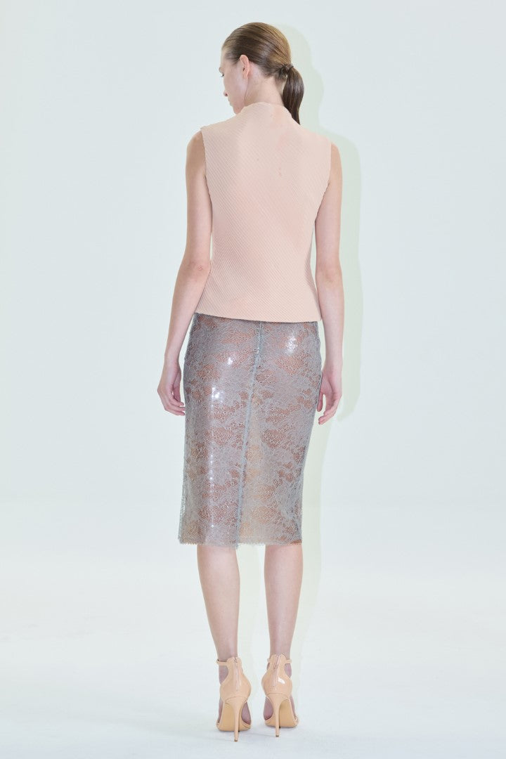 VICKTEERUT Lace and Sequin Pencil Skirt กระโปรงสอบ ผ้าลูกไม้ ตกแต่งเลื่อม