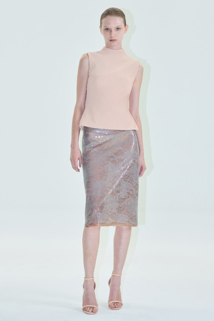 VICKTEERUT Lace and Sequin Pencil Skirt กระโปรงสอบ ผ้าลูกไม้ ตกแต่งเลื่อม