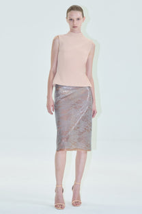 VICKTEERUT Lace and Sequin Pencil Skirt กระโปรงสอบ ผ้าลูกไม้ ตกแต่งเลื่อม