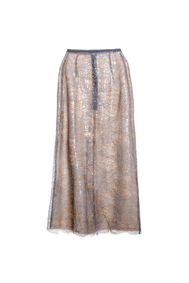 VICKTEERUT Lace and Sequin Pencil Skirt กระโปรงสอบ ผ้าลูกไม้ ตกแต่งเลื่อม