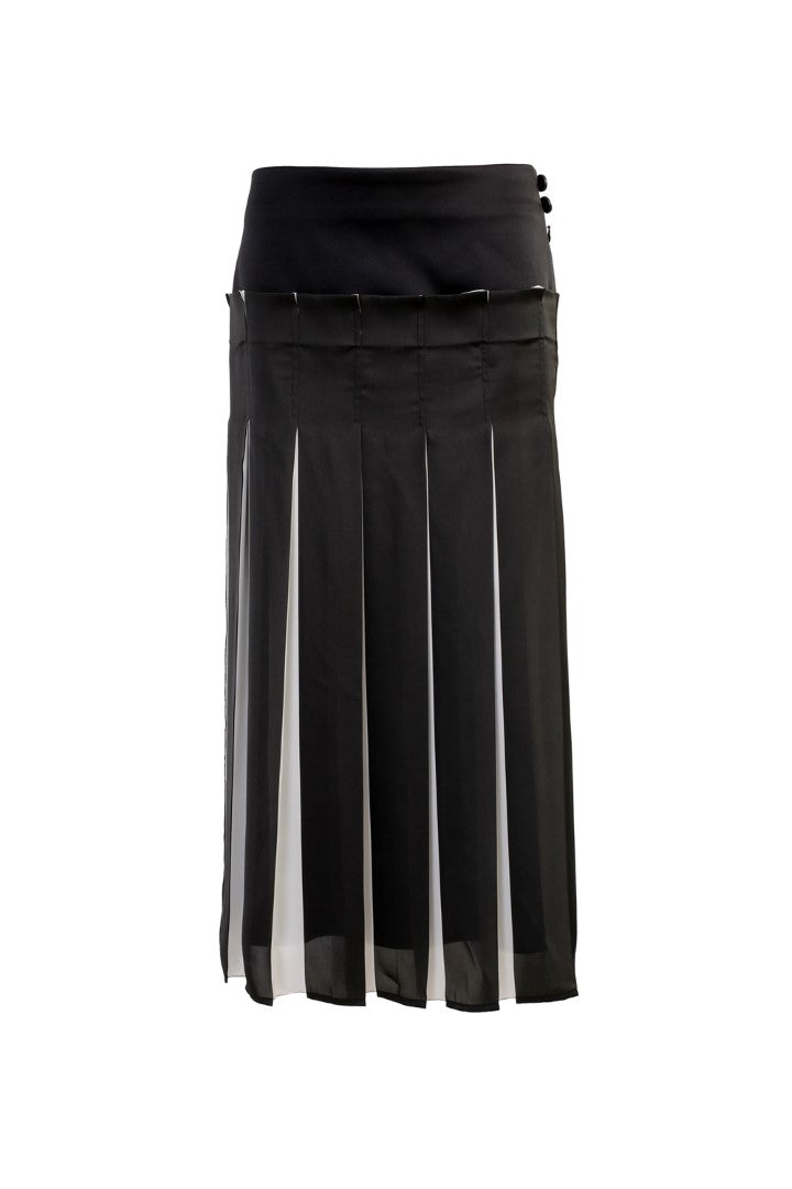 VICKTEERUT Pleated Midi Skirt กระโปรงจีบ สีขาวดำ