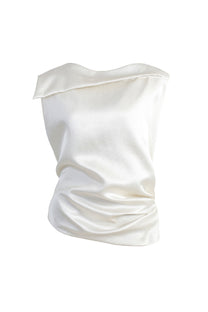VICKTEERUT Folded-Neckline Sleeveless Blouse เสื้อแขนกุด ปกพับ จับเดรป