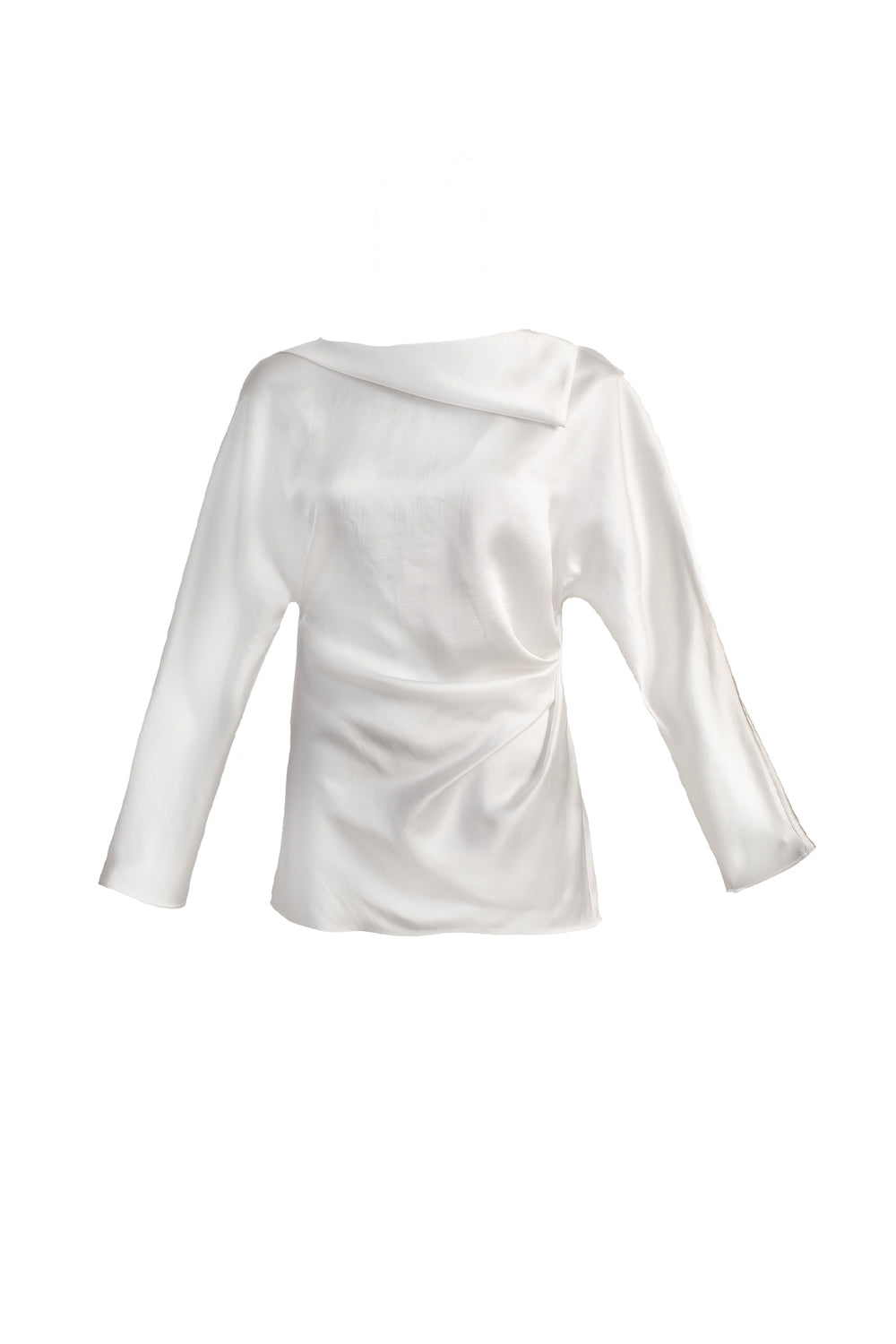 VICKTEERUT Folded-Neckline Long Sleeve Blouse เสื้อแขนยาว ปกพับ จับเดรป