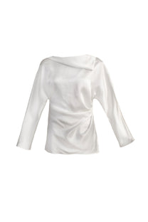 VICKTEERUT Folded-Neckline Long Sleeve Blouse เสื้อแขนยาว ปกพับ จับเดรป