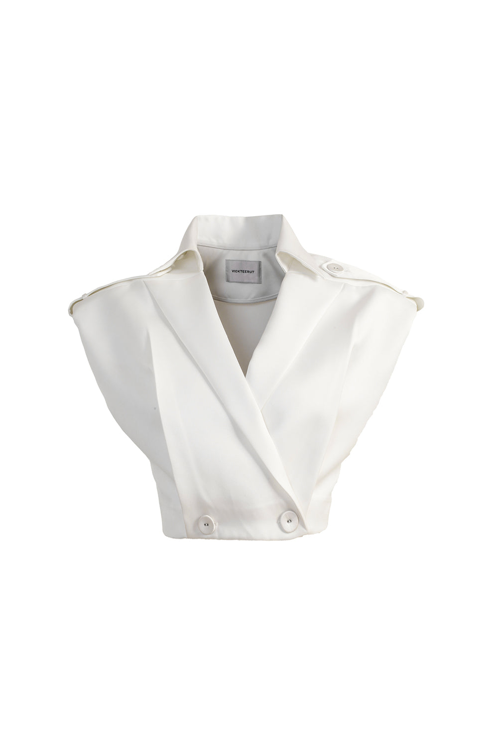 VICKTEERUT Suit Collar Cropped Blouse เสื้อตัวสั้น แขนเต่อ ปกสูท