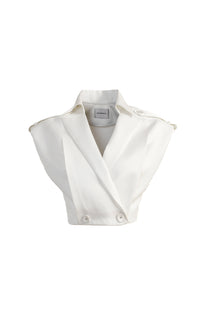 VICKTEERUT Suit Collar Cropped Blouse เสื้อตัวสั้น แขนเต่อ ปกสูท