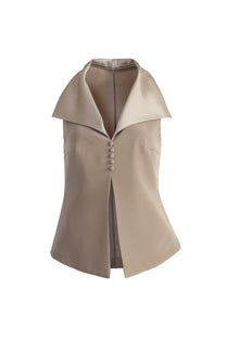 VICKTEERUT Sleeveless Open-Collar Button-Front Blouse เสื้อแขนกุด คอปก กระดุมหน้า