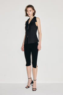 VICKTEERUT Sleeveless Open-Collar Button-Front Blouse เสื้อแขนกุด คอปก กระดุมหน้า