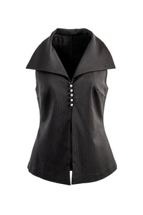 VICKTEERUT Sleeveless Open-Collar Button-Front Blouse เสื้อแขนกุด คอปก กระดุมหน้า
