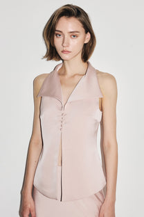 VICKTEERUT Sleeveless Open-Collar Button-Front Blouse เสื้อแขนกุด คอปก กระดุมหน้า
