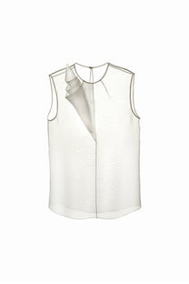 VICKTEERUT Sleeveless Blouse with Sculptural Rolled Fabric Detail เสื้อแขนกุด ตกแต่งผ้าม้วน