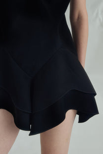 VICKTEERUT Sleeveless V-Neck Mini Flared Dress เดรสสั้น แขนกุด คอวี ชายระบาย