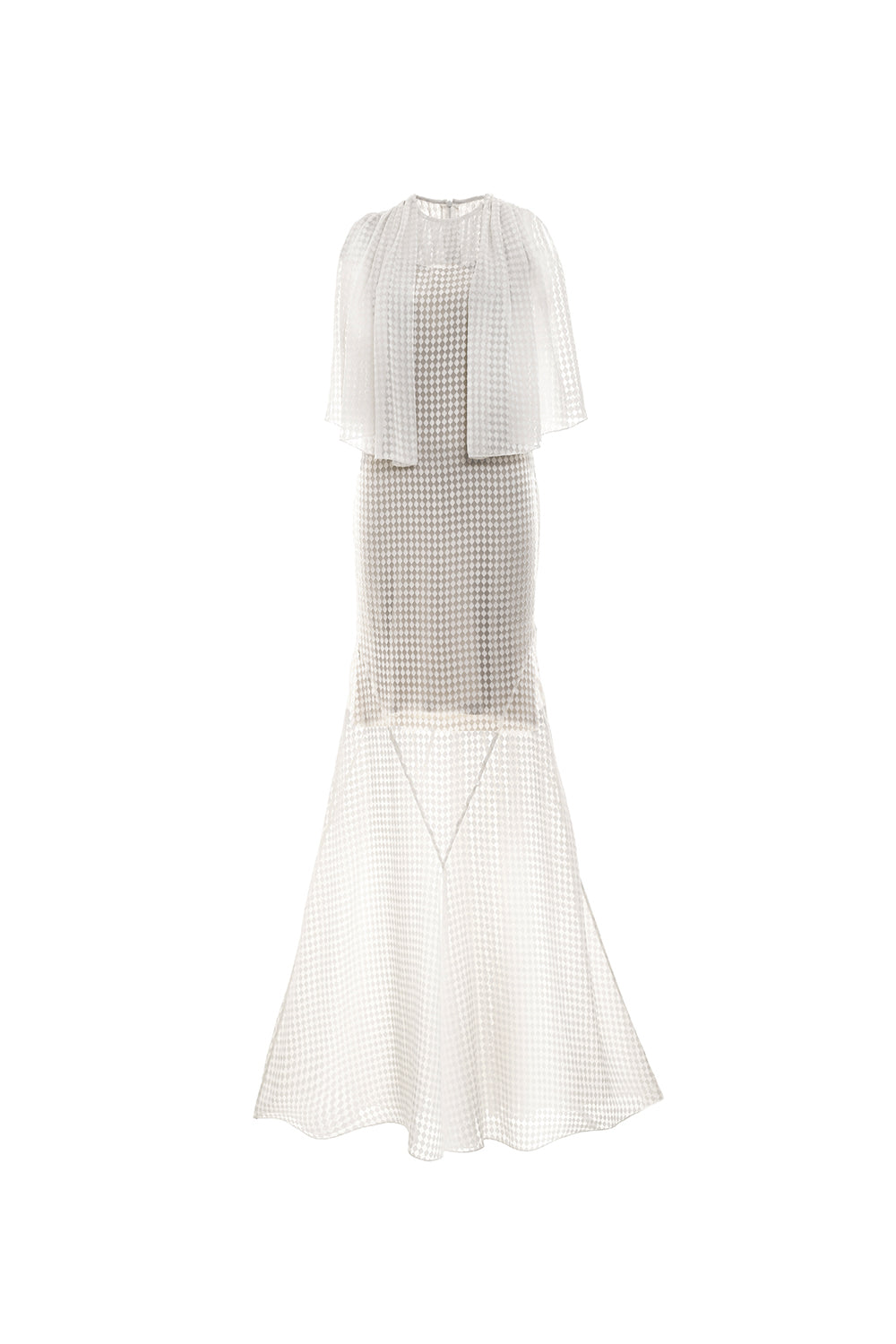 VICKTEERUT Cape-Sleeve Chiffon Burnout Gown เดรสยาว แขนเคป ผ้าชีฟองเบิร์นเอาท์