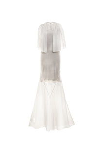 VICKTEERUT Cape-Sleeve Chiffon Burnout Gown เดรสยาว แขนเคป ผ้าชีฟองเบิร์นเอาท์