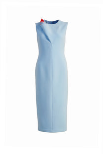 VICKTEERUT Sleeveless Sheath Dress with with Sculptural Rolled Fabric Detail เดรสแขนกุด เดรสเข้ารูป ตกแต่งดีเทลผ้าม้วน (Copy)