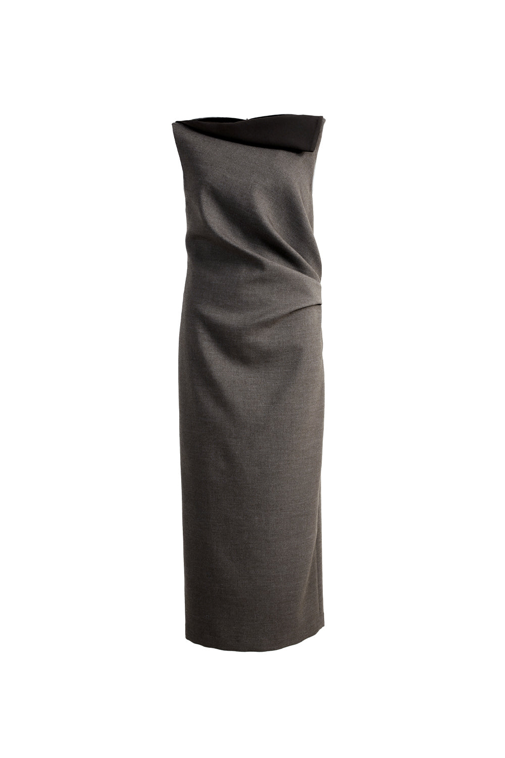 VICKTEERUT Sleeveless Draped Dress with Folded Neckline เดรสแขนกุด จับเดรป คอปกพับ