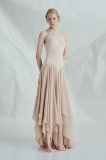 VICKTEERUT Halter-Neck Tiered Evening Gown เดรสยาว คล้องคอ ชายระบาย