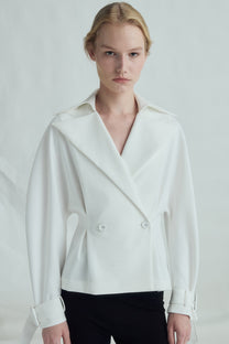 VICKTEERUT Double Breasted Trench Jacket เสื้อแจ๊คเก็ต แขนยาว ปกอย่างเสื้อโค้ท