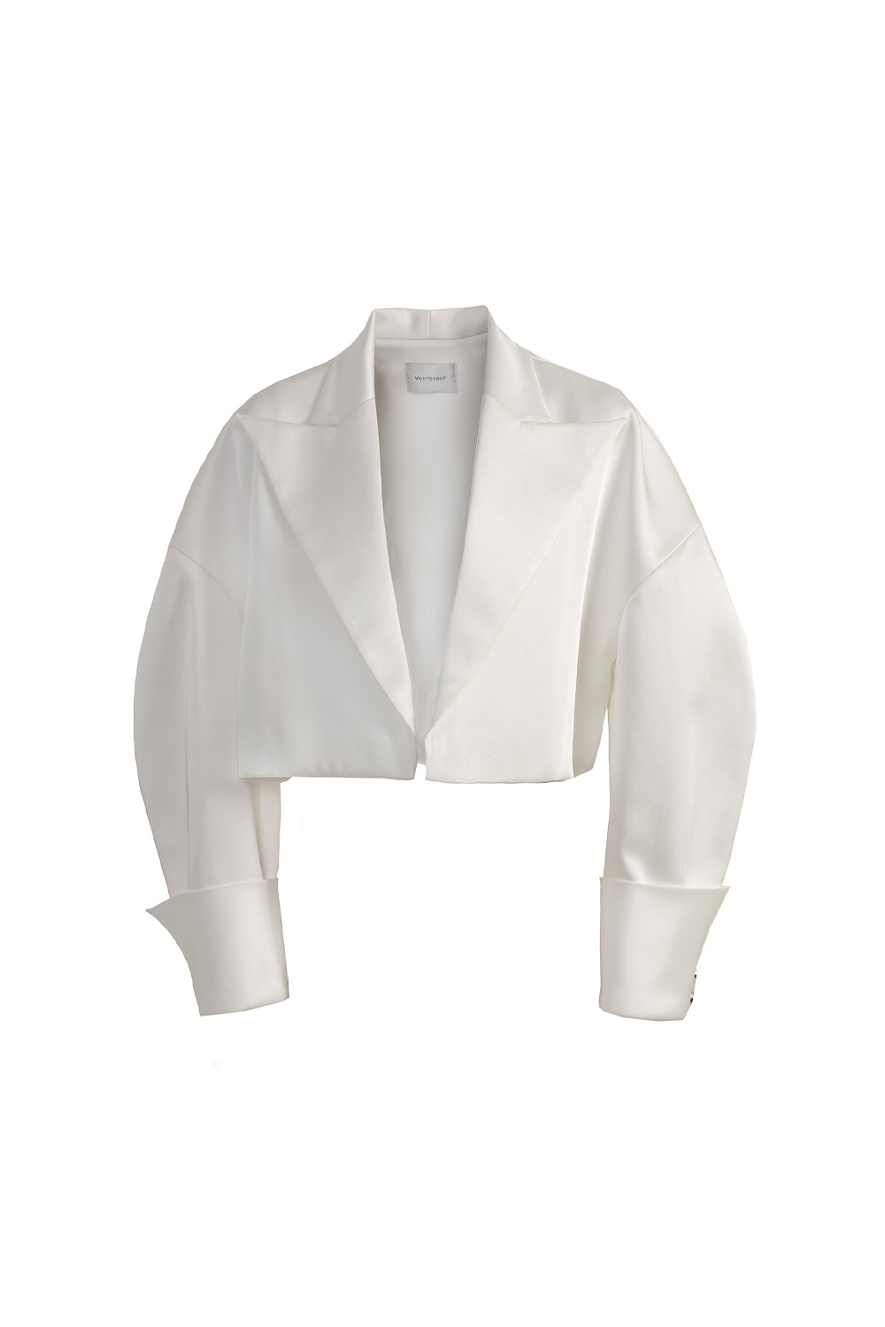 VICKTEERUT Suit-Collar Cropped Jacket with Double-Cuff Detail เสื้อแจ๊คเก็ต ปกสูท ตัวสั้น