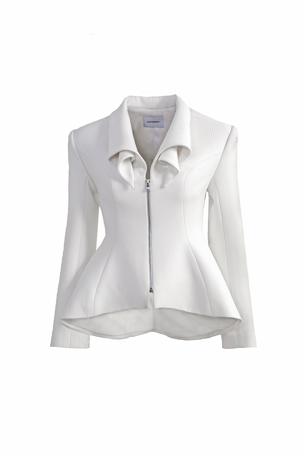 VICKTEERUT Front-Zip Long-Sleeve Jacket with Sculptural Rolled Collar เสื้อแจ๊คเก็ต แขนยาว ซิปหน้า ปกม้วน