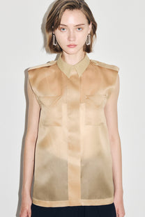 VICKTEERUT Sleeveless Shirt with Pocket Detail เสื้อเชิ้ต แขนกุด ตกแต่งกระเป๋า