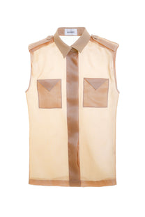 VICKTEERUT Sleeveless Shirt with Pocket Detail เสื้อเชิ้ต แขนกุด ตกแต่งกระเป๋า