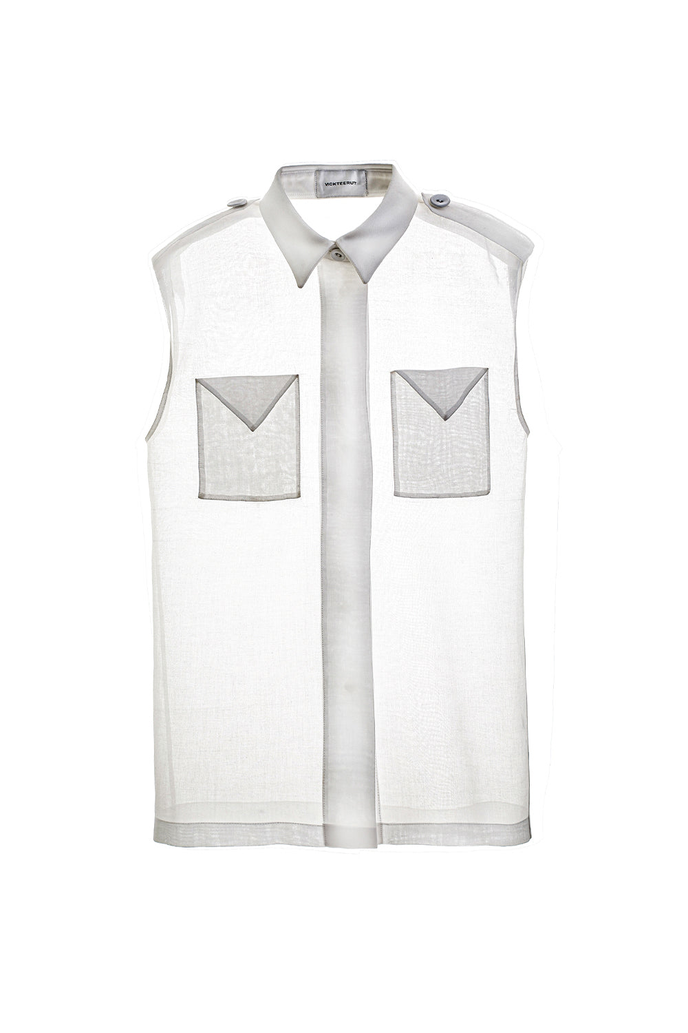 VICKTEERUT Sleeveless Shirt with Pocket Detail เสื้อเชิ้ต แขนกุด ตกแต่งกระเป๋า