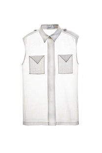 VICKTEERUT Sleeveless Shirt with Pocket Detail เสื้อเชิ้ต แขนกุด ตกแต่งกระเป๋า