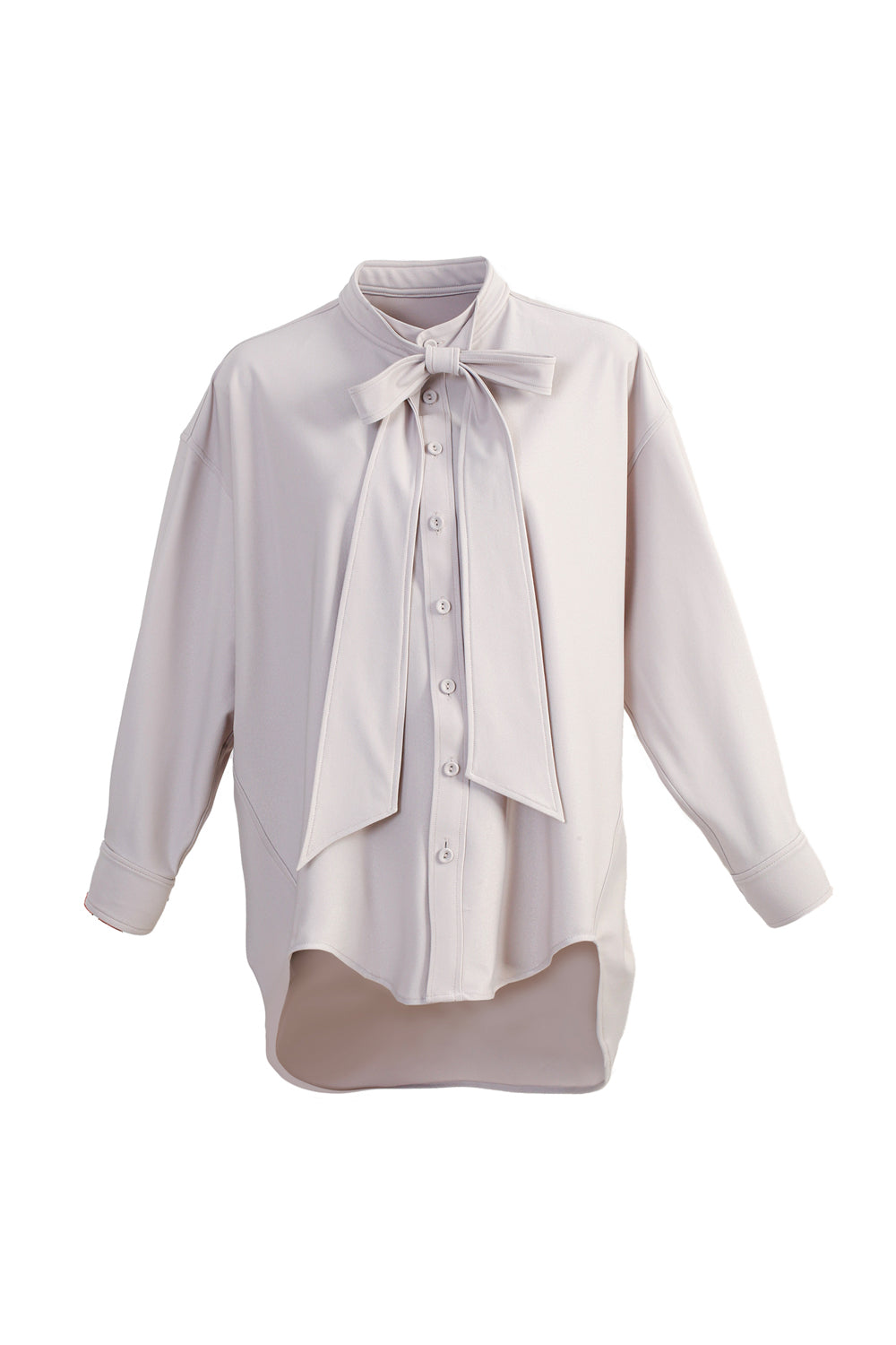 VICKTEERUT Long-Sleeve Oversized Shirt with Pussy-Bow Detail เสื้อเชิ้ต แขนยาว ทรงโอเวอร์ไซส์