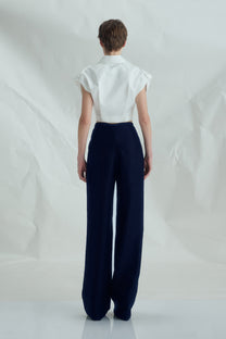 VICKTEERUT Front Pleat Trousers with Belt Detail กางเกงขายาว จีบหน้า ตกแต่งเข็มขัด