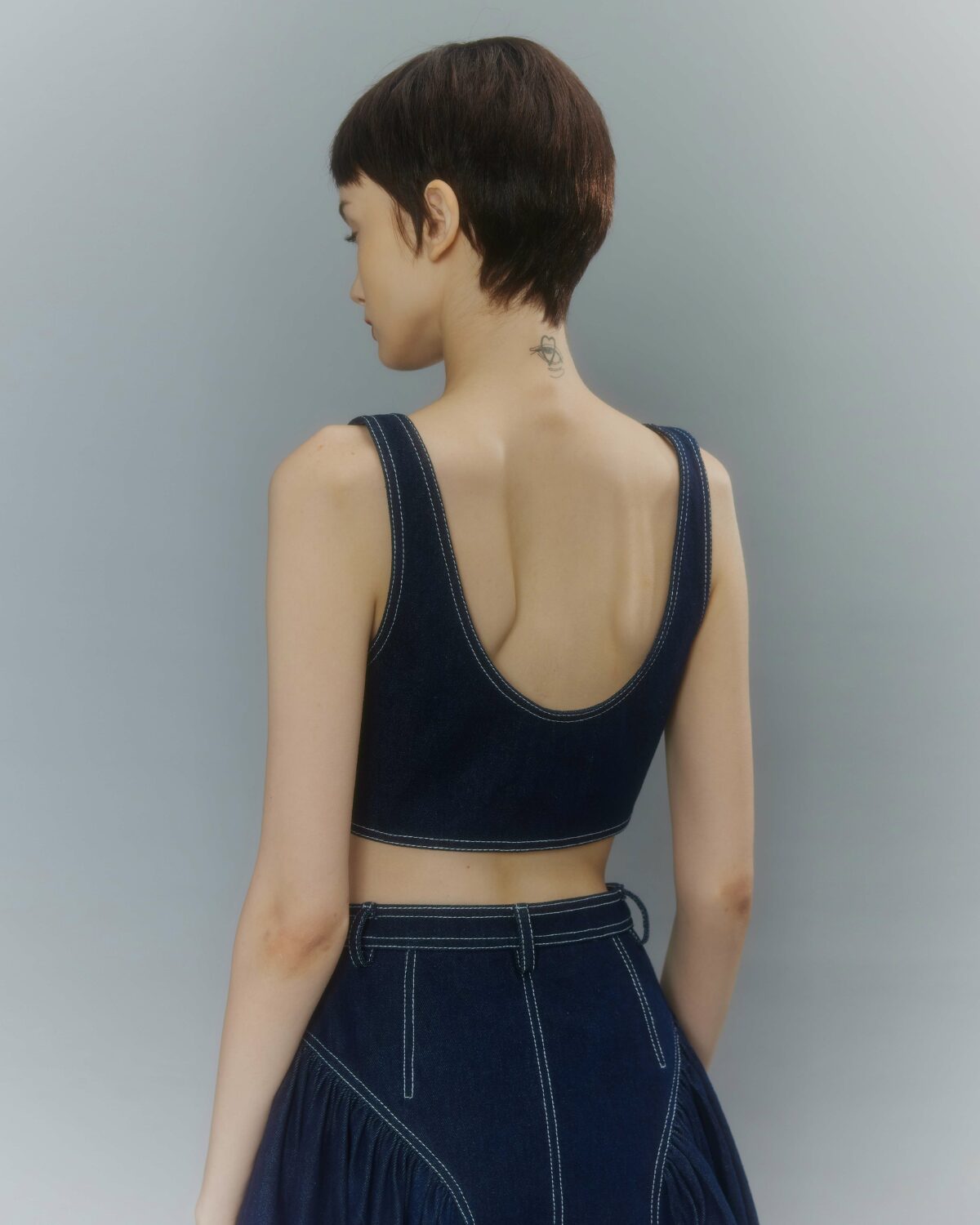 The Sims Resource - Denim Skirt OutfitWith Tied Top