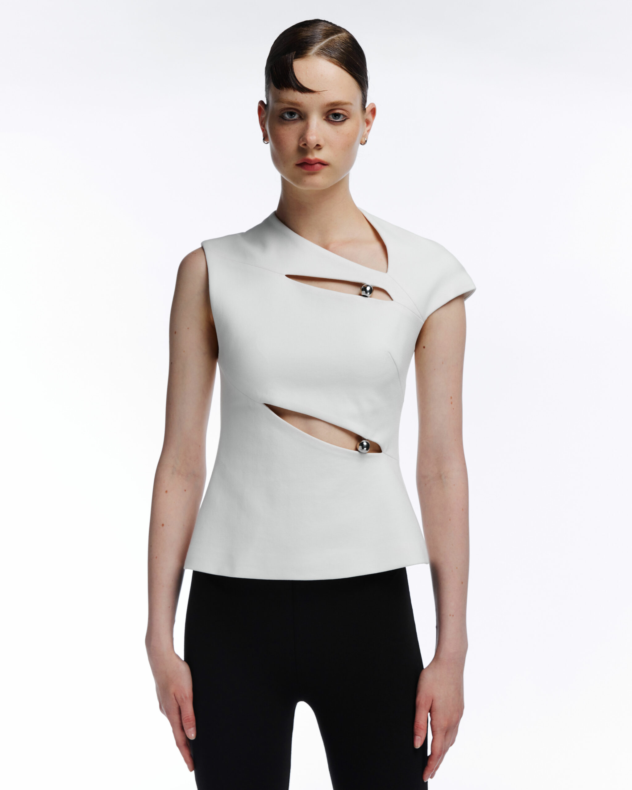 TWS-231TT2125 WHITE&BLACK BLOUSE
